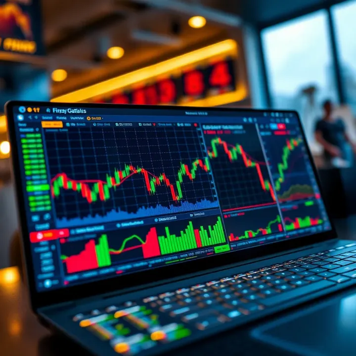 User interface of forex trading software showing charts and market data