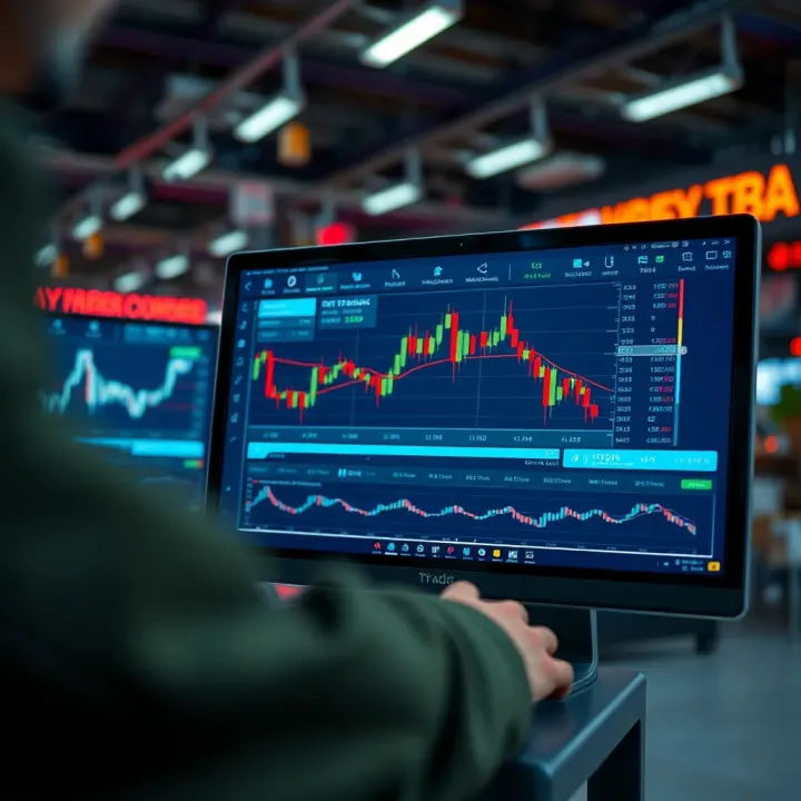 Online Platform for Accessing Forex Trading Courses Illustration of online learning platform featuring forex trading course modules