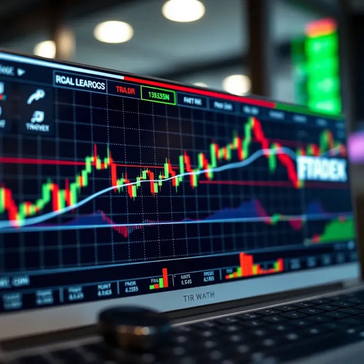 Graph showing currency pair trends with technical indicators and chart patterns