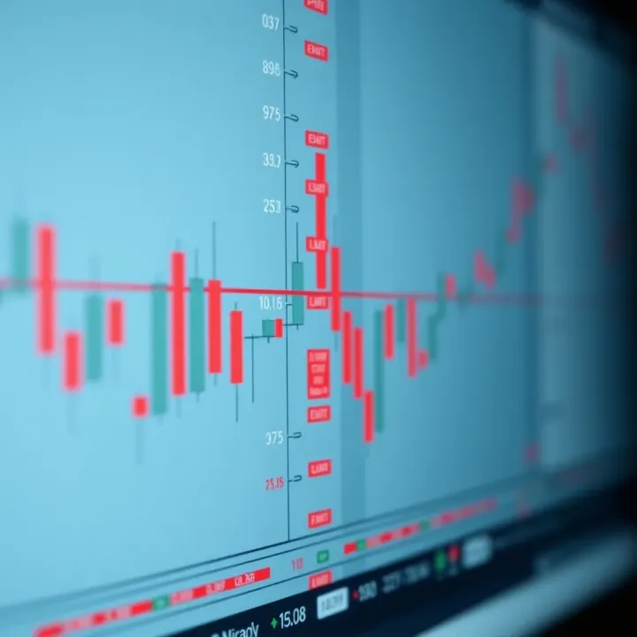 Chart displaying candlestick patterns indicating optimal points for entering and exiting trades