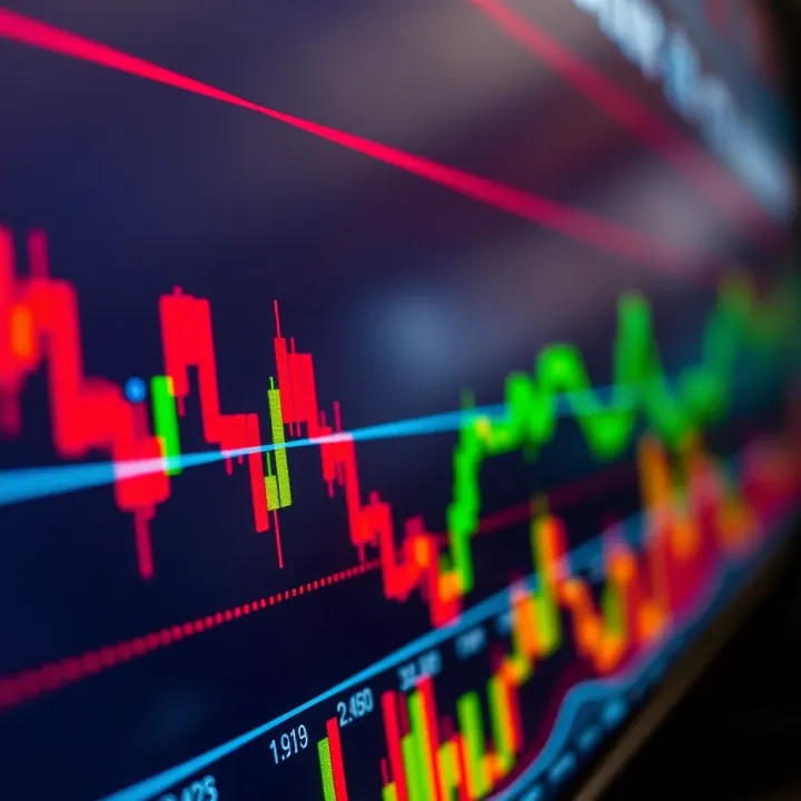 Forex Currency Charts and Market Trends in South Africa Digital chart displaying forex currency pairs with upward and downward trends