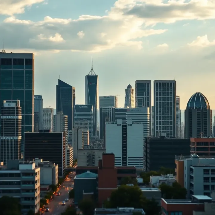 Johannesburg Financial District Representing Forex Trading Hub City skyline of Johannesburg with financial district buildings symbolizing forex trading opportunities