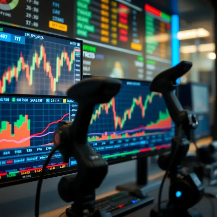 Automated forex trading system analyzing market data on a digital interface