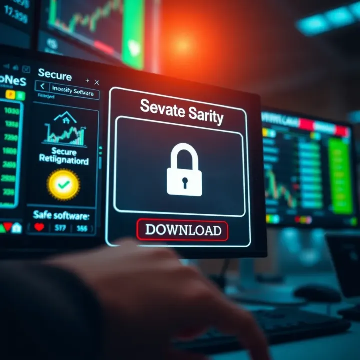 Safe Download Interface for Forex Trading Systems Secure download interface with forex trading software and safety verification symbols