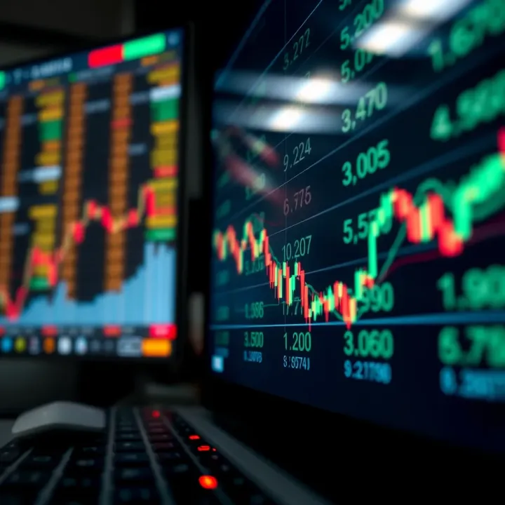 Illustration of currency exchange rates on a digital screen