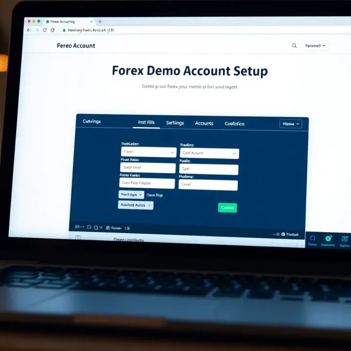Setup screen for creating a forex demo account with input fields and options