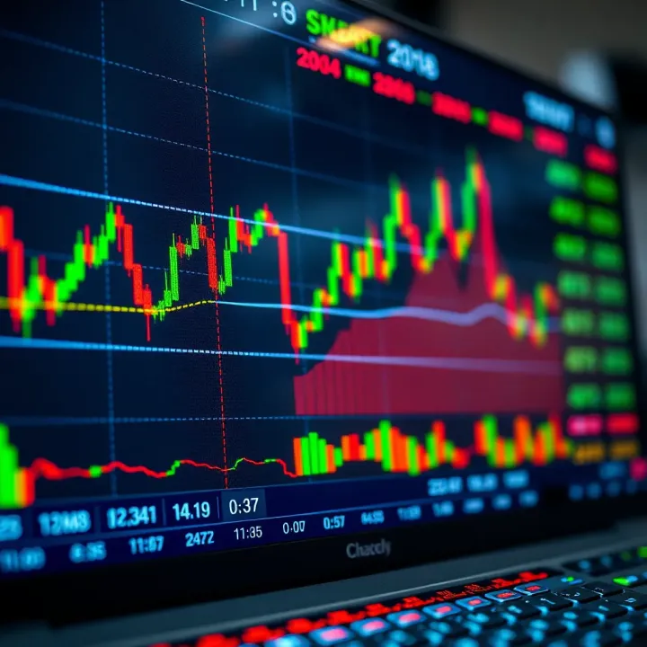 Digital chart displaying currency exchange fluctuations on a trading platform
