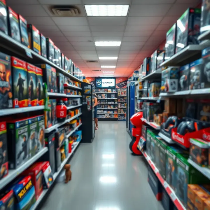Inside a Game Store in Port Elizabeth Interior display of various products available at Game store showcasing organized aisles and shelves