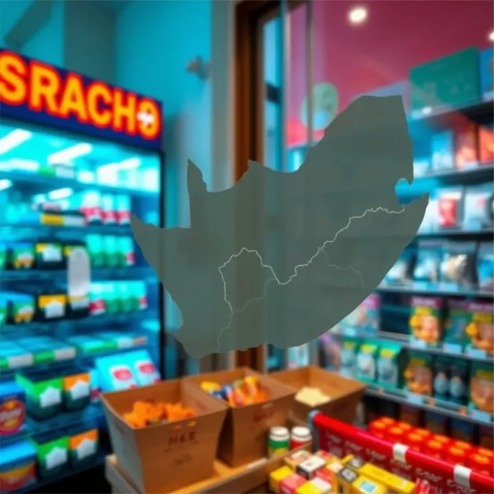 Map of South Africa highlighting regional differences in store opening and closing times