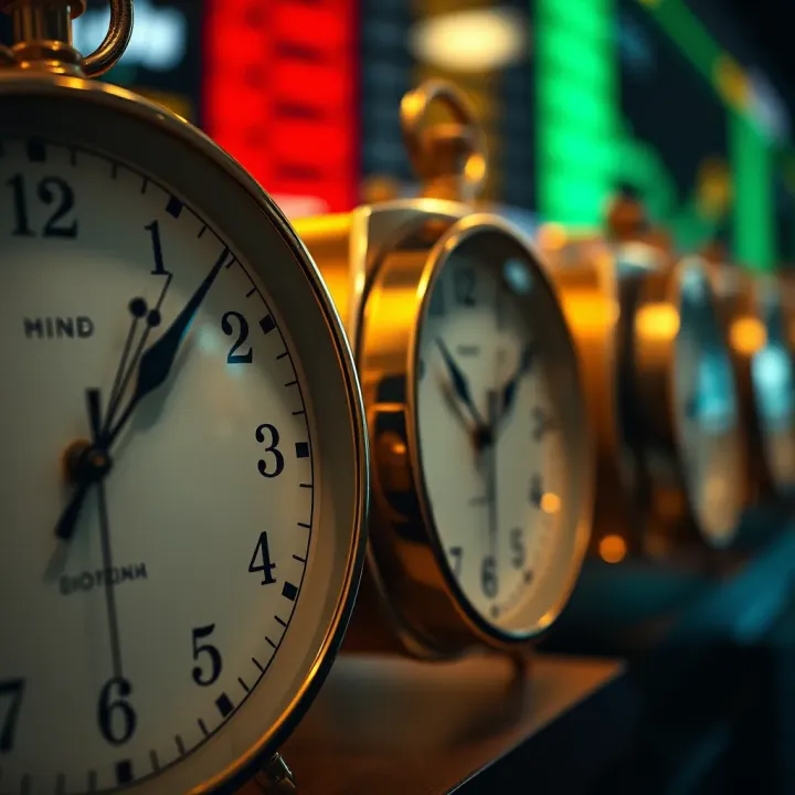 Clock faces showing different time zones relevant to South African gold traders with market open and close indicators