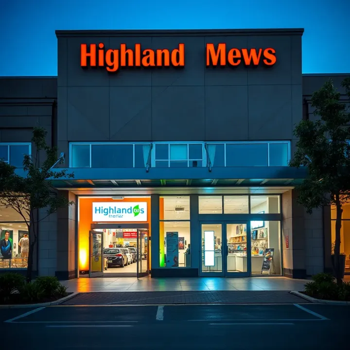 Entrance to Highland Mews shopping center in Witbank during daytime