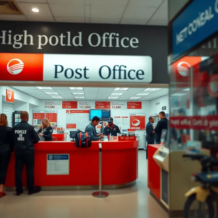 Inside Highveld Post Office Service Counter and Available Services Counter inside Highveld Post Office with postal staff assisting customers and various postal service signs visible