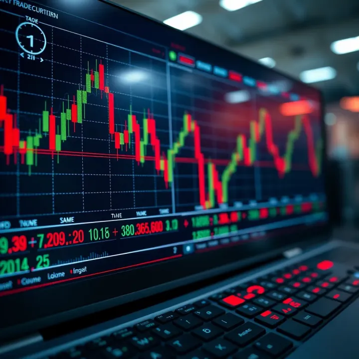 Chart displaying forex currency pairs with indicators and trading volume
