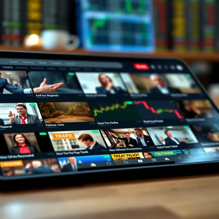 Diverse Forex Trading Tutorial Resources Collection of diverse educational video tutorials displayed on a digital device