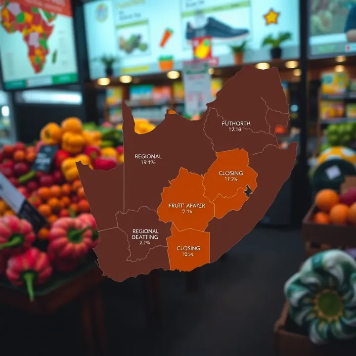 Map of South Africa highlighting regional differences in market opening and closing times