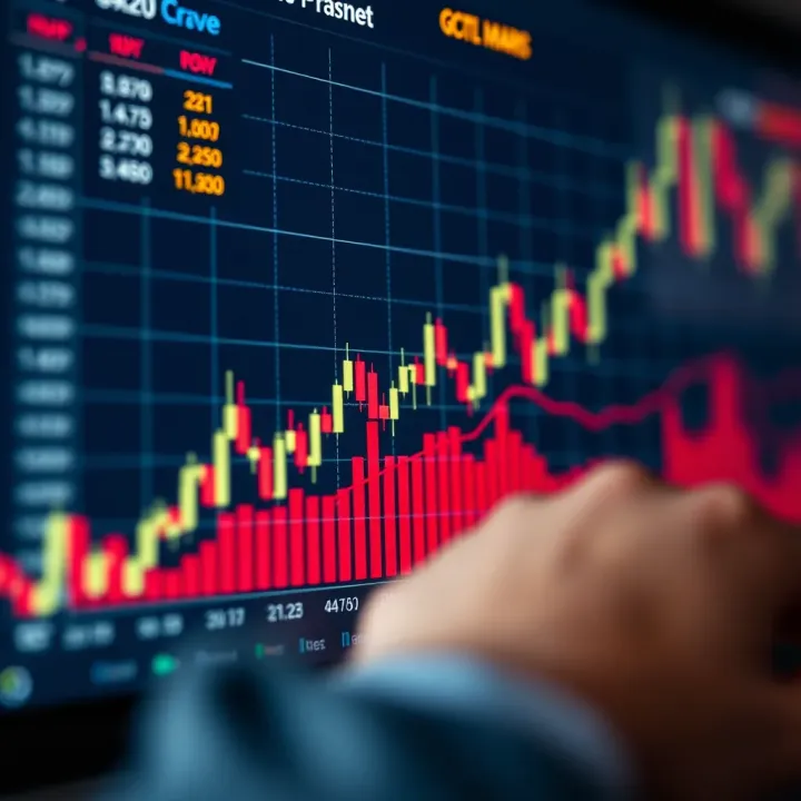 Simulated Forex Trading Performance Graph Graph showing simulated forex trading performance with upward trends and performance indicators