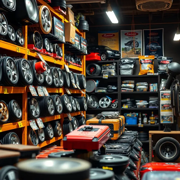 Car spare parts neatly arranged on shelves inside an auto parts store in Isipingo