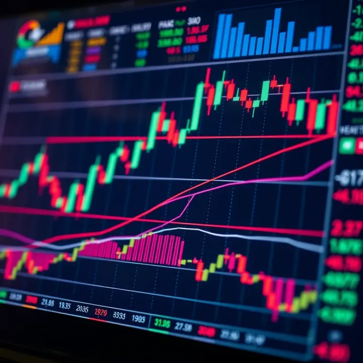 Trading chart showing forex market trends with price movements and indicators
