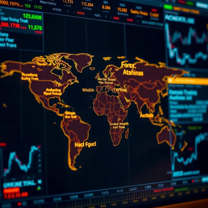 Global Forex Trading Centers Impacting South African Markets World map highlighting major forex trading centers relevant to South African traders