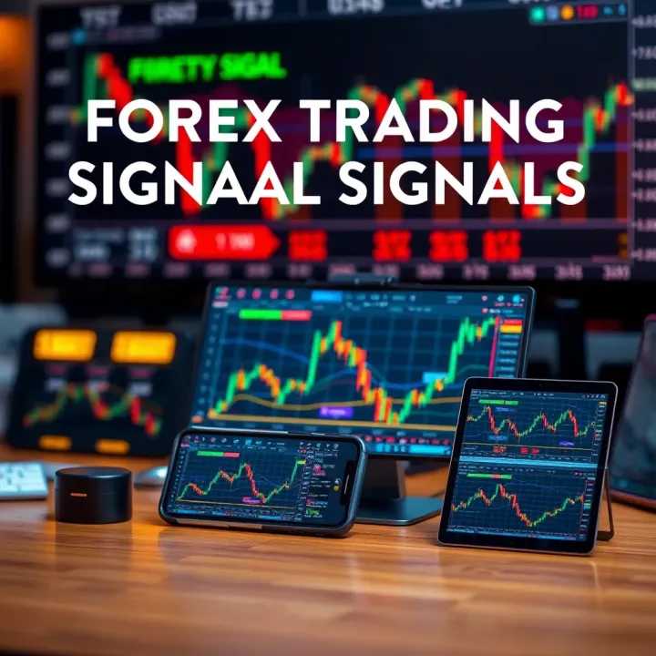 Illustration showing different types of forex trading signals on digital devices