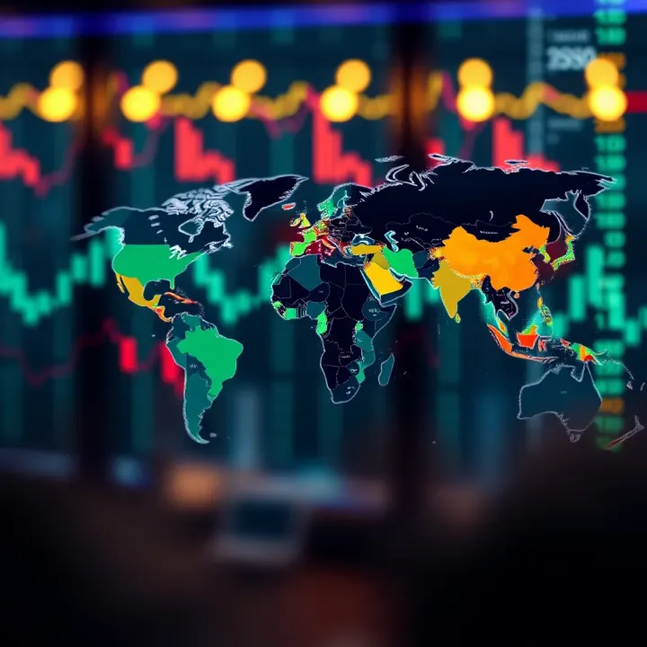 Global forex trading sessions highlighted on a world map showing overlapping market hours