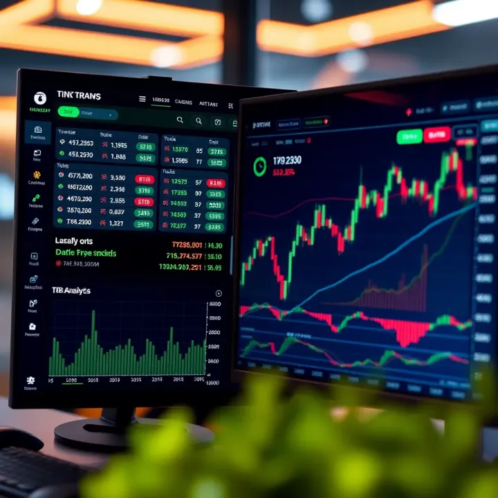 Graphical interface of a binary trading demo account showing various trading options and analytics