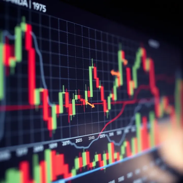 Graph showing fluctuating forex market trends with highlighted signal points