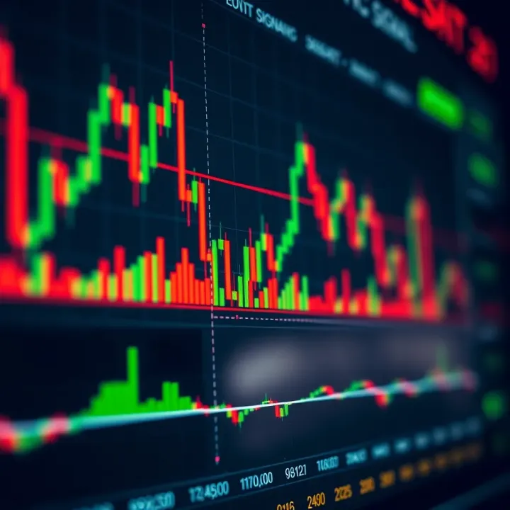 Chart displaying forex trading signals with highlighted entry and exit points