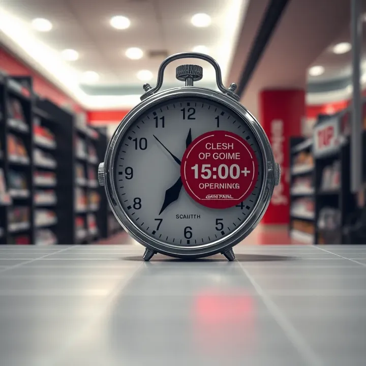 Game Paarl Store Operating Hours and Scheduling Clock showing store opening and closing times on a calendar background