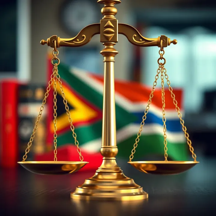 Legal Recognition of Non-Binary Gender in South African Society Illustration showing legal scales with South African flag representing gender recognition and rights