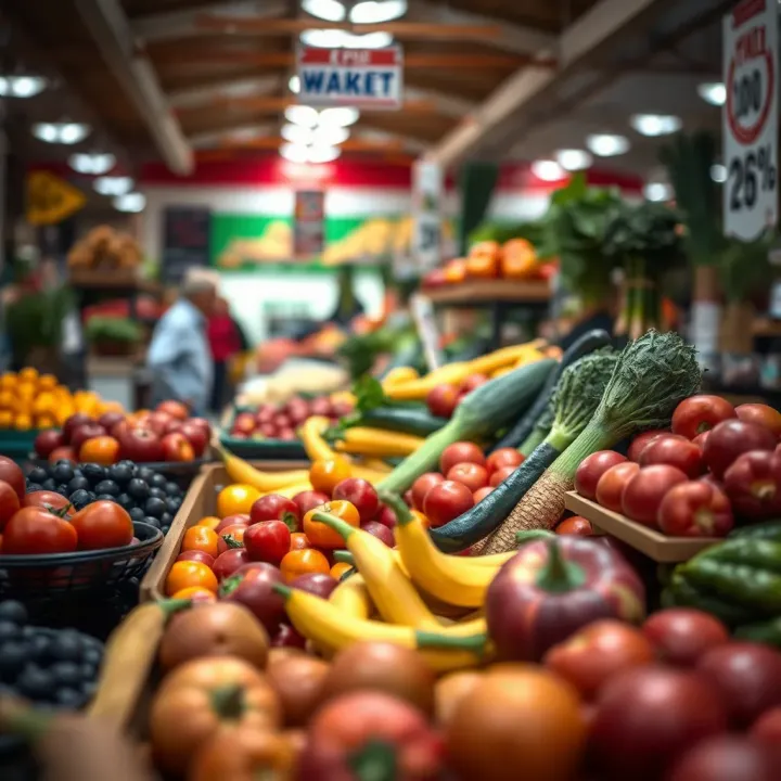 Fresh assortment of colorful fruits and vegetables displayed at Willowbridge market